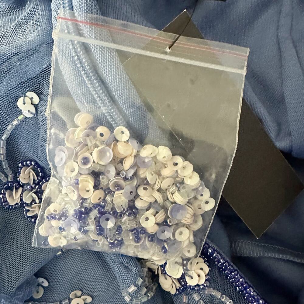 Adrianna Papell Blue Floral Embroidered Midi Dress - Picture 6 of 15